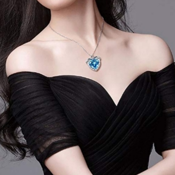 NEW S925 Blue Heart of The Sea Pendant Necklace - Picture 7 of 8